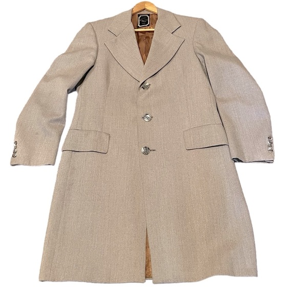 Christian Dior 70s Vintage Beige Three Button Formal Overcoat Mens Sz 40 Medium - Picture 1 of 15